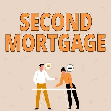 Text caption presenting Second Mortgage. Business overview lien on property Ilustración de archivo