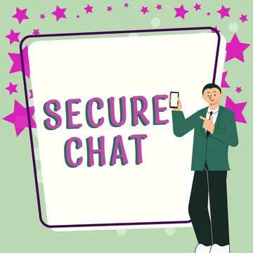 Text caption presenting Secure Chat. Internet Concept approach to protect Ilustración de archivo