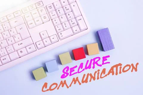 Text caption presenting Secure Communication. Business showcase preventing 写真素材