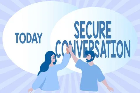 Text caption presenting Secure Conversation. Business idea Secured Encrypted Stock Illustration