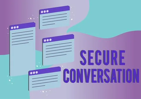 Text caption presenting Secure Conversation. Business idea Secured Encrypted Stock Illustration