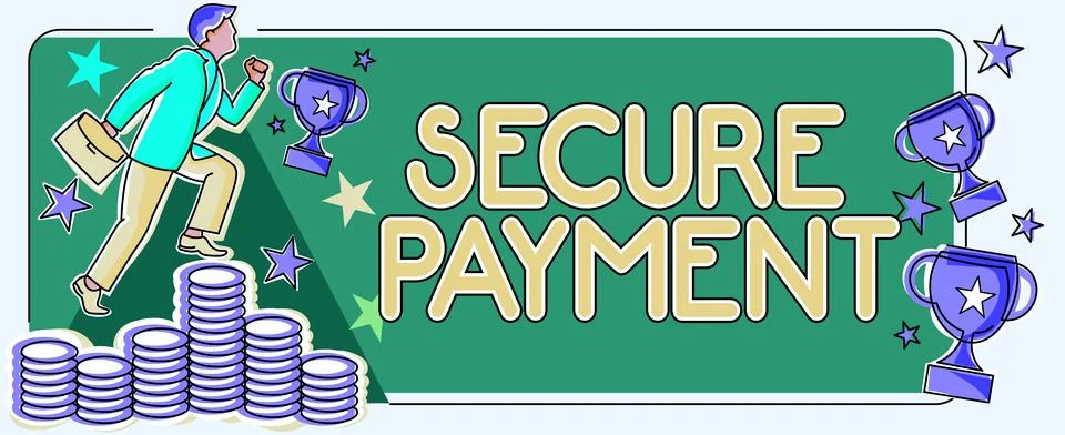 Text caption presenting Secure PaymentSecurity of Payment refers to ensure of Ilustração Stock