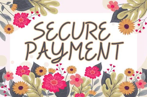 Text caption presenting Secure PaymentSecurity of Payment refers to ensure of Ilustração Stock