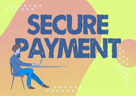 Text caption presenting Secure PaymentSecurity of Payment refers to ensure of Ilustração Stock