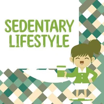 Text caption presenting Sedentary Lifestyle. Word Written on ways and means of Stock-Illustration