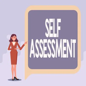 Text caption presenting Self Assessment. Word Written on evaluation of oneself Stock Illustration