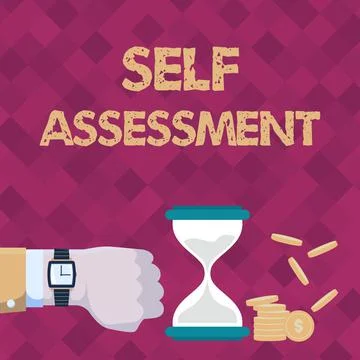 Text caption presenting Self Assessment. Conceptual photo evaluation of oneself Stock Illustration