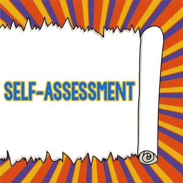 Text caption presenting Self Assessment. Business overview Pride and confidence 스톡 일러스트