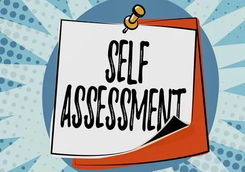 Text caption presenting Self Assessment, Word Written on evaluation of oneself Stock Illustration