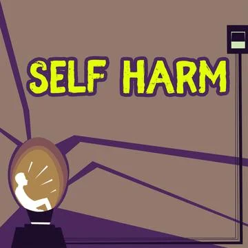 Text caption presenting Self Harm. Word Written on state of health and well Illustrazione stock
