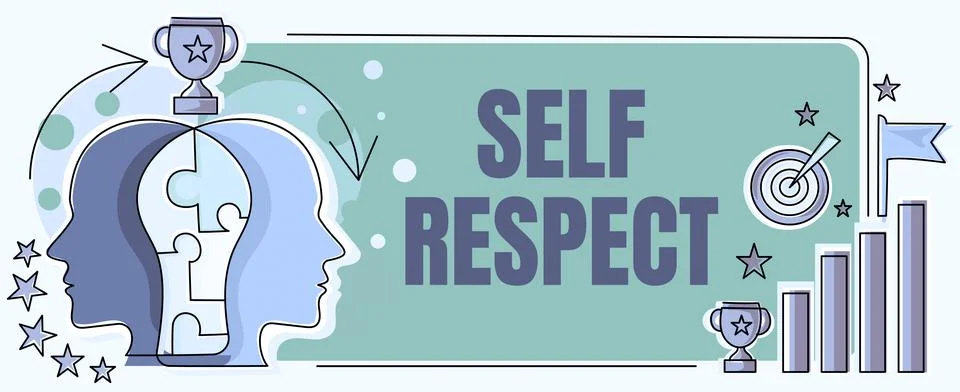 Text caption presenting Self Respect. Word for Pride and confidence in oneself Illustrazione stock