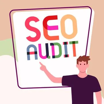 Text caption presenting Seo Audit. Word for Search Engine Optimization Stockillustratie