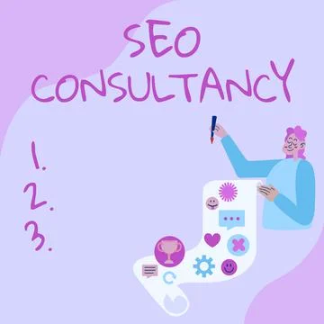 Text caption presenting Seo Consultancy. Business idea specialize in evaluating Illustrazione stock