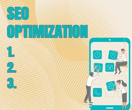 Text caption presenting Seo Optimization. Word for process of affecting online Stock Illustration