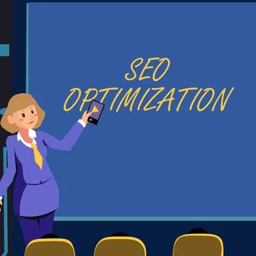 Text caption presenting Seo Optimization. Business idea process of affecting Illustrazione stock
