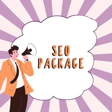 Text caption presenting Seo Package. Business overview practice of search engine Stock Illustration