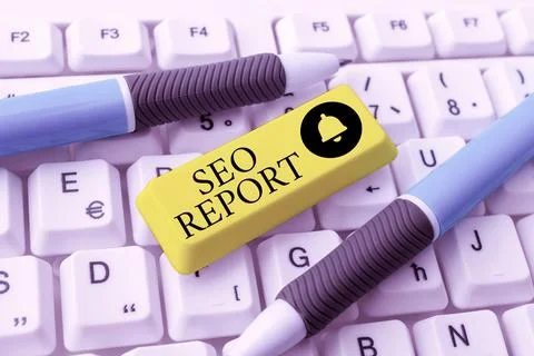 Text caption presenting Seo Report. Conceptual photo notifying on how website is Stock Photos