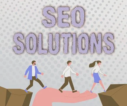 Text caption presenting Seo Solutions. Business showcase Search Engine Result Illustrazione stock