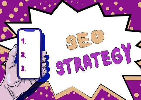 Text caption presenting Seo Strategy. Business overview Techniques and tactics Stock Illustration
