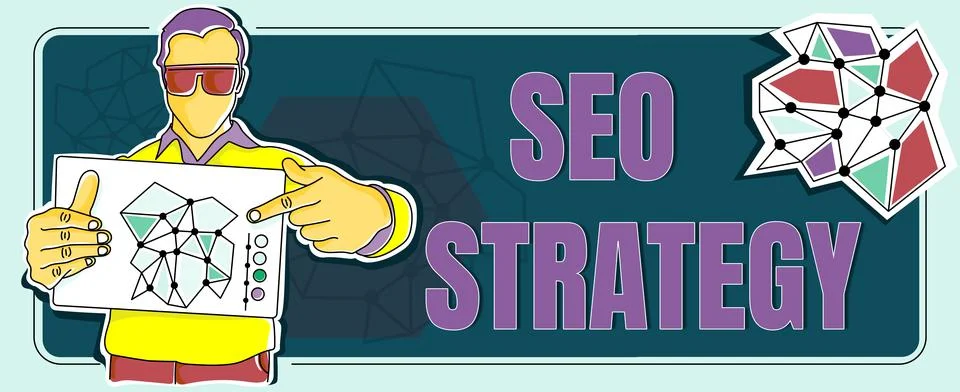 Text caption presenting Seo Strategy. Business concept Techniques and tactics to Illustrazione stock