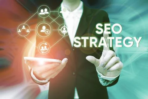 Text caption presenting Seo Strategy. Business approach Techniques and tactics Foto stock