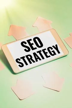 Text caption presenting Seo Strategy. Concept meaning Techniques and tactics to 스톡 사진
