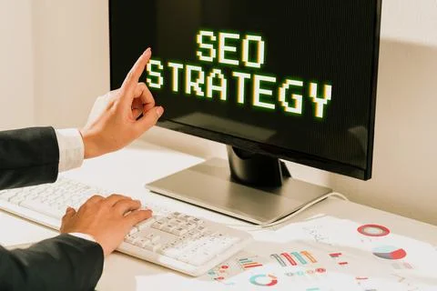 Text caption presenting Seo Strategy. Business showcase Techniques and tactics Foto stock