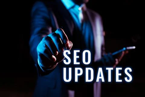 Text caption presenting Seo Updates. Business concept new information or design Stock Photos