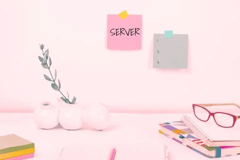 Text caption presenting Server. Concept meaning computer program which manages Stock Photos