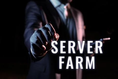 Text caption presenting Server Farm. Internet Concept a group of computers 写真素材