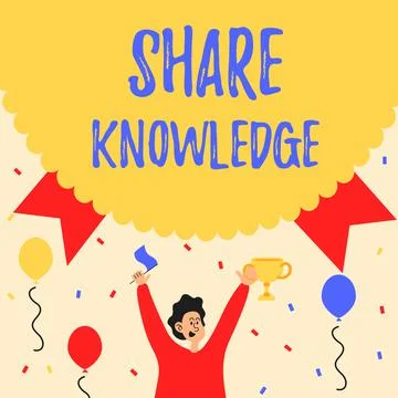 Text caption presenting Share Knowledge. Concept meaning teaching others what I Stock Illustration