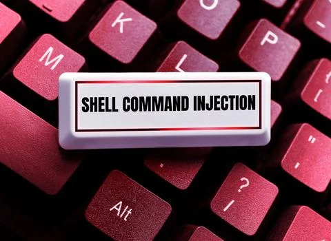 Text caption presenting Shell Command Injection. Concept meaning used by hackers Stock Photos