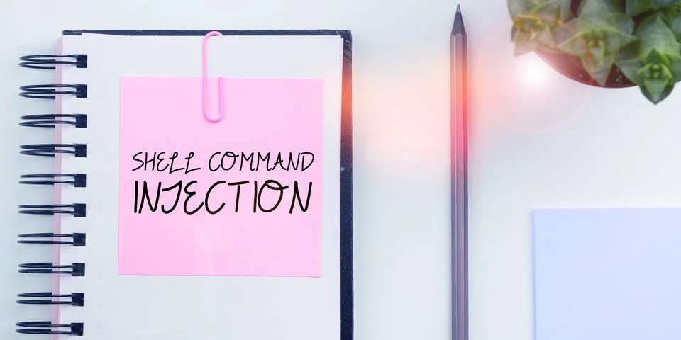 Text caption presenting Shell Command Injection. Business concept used by Stock Photos