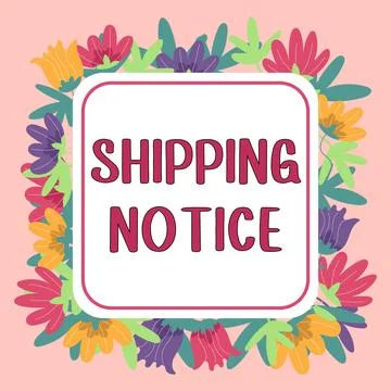 Text caption presenting Shipping Notice. Word for ships considered collectively Stock Illustration