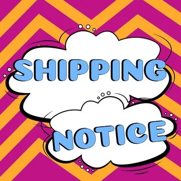 Text caption presenting Shipping Notice. Word for ships considered collectively Stock Illustration