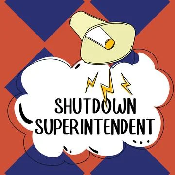 Text caption presenting Shutdown Superintendent. Business idea person who Stock Illustration