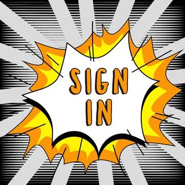 Text caption presenting Sign In. Business overview to write your name on a form Stock Illustration