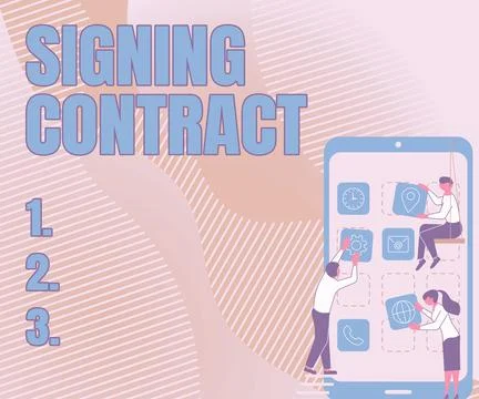 Text caption presenting Signing Contract. Conceptual photo the parties signing Stock Illustration
