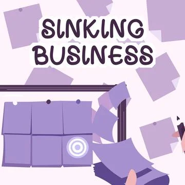 Text caption presenting Sinking Business. Business concept the company or other Stock Illustration