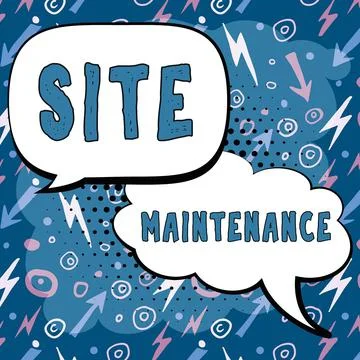 Text caption presenting Site Maintenance. Word Written on Monitoring and 库存插图