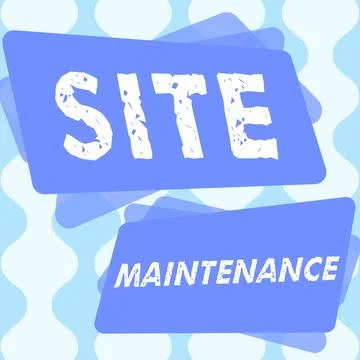 Text caption presenting Site Maintenance. Internet Concept Monitoring and 库存插图