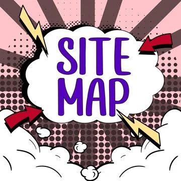 Text caption presenting Site Map. Conceptual photo designed to help both users Stockillustratie