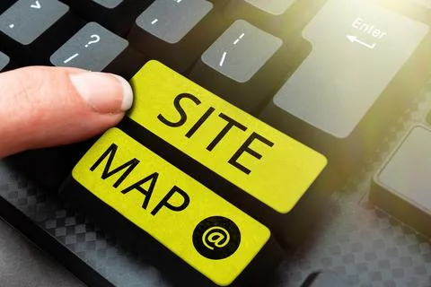 Text caption presenting Site Map. Business concept designed to help both users Stock Photos