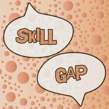 Text caption presenting Skill Gap. Conceptual photo Refering to a person s is Stock Illustration