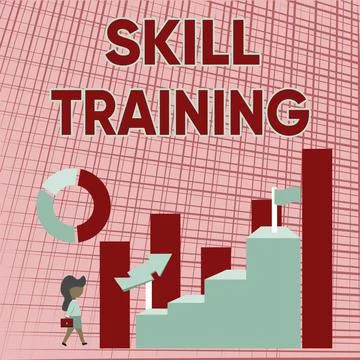 Text caption presenting Skill Training. Word for designed to gain and enhance 스톡 일러스트