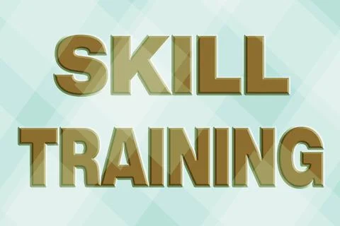 Text caption presenting Skill Training. Word for designed to gain and enhance Stock Illustration