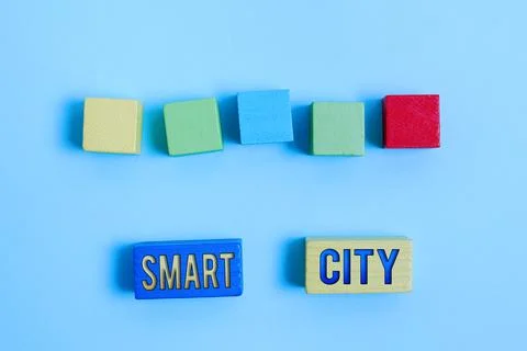 Text caption presenting Smart City. Business showcase an urban area that uses 写真素材