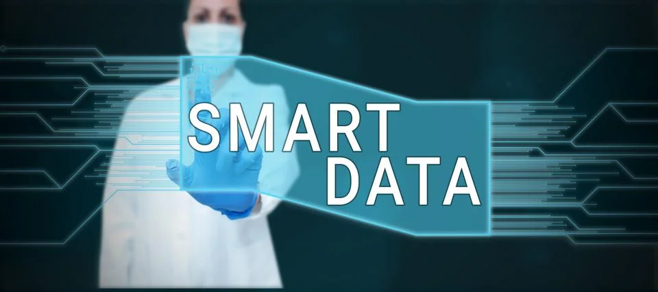 Text caption presenting Smart Data. Word Written on digital information that is 写真素材