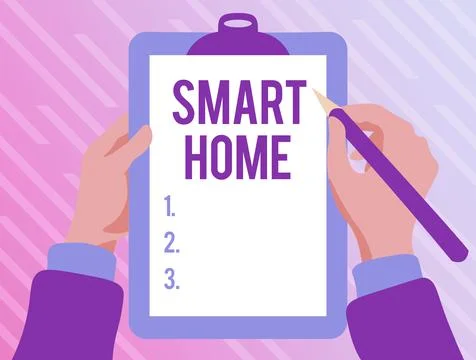 Text caption presenting Smart Home. Word Written on automation system control 스톡 일러스트