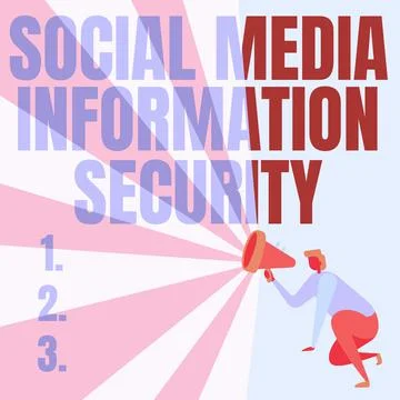 Text caption presenting Social Media Information Security. Business concept Stock Illustration